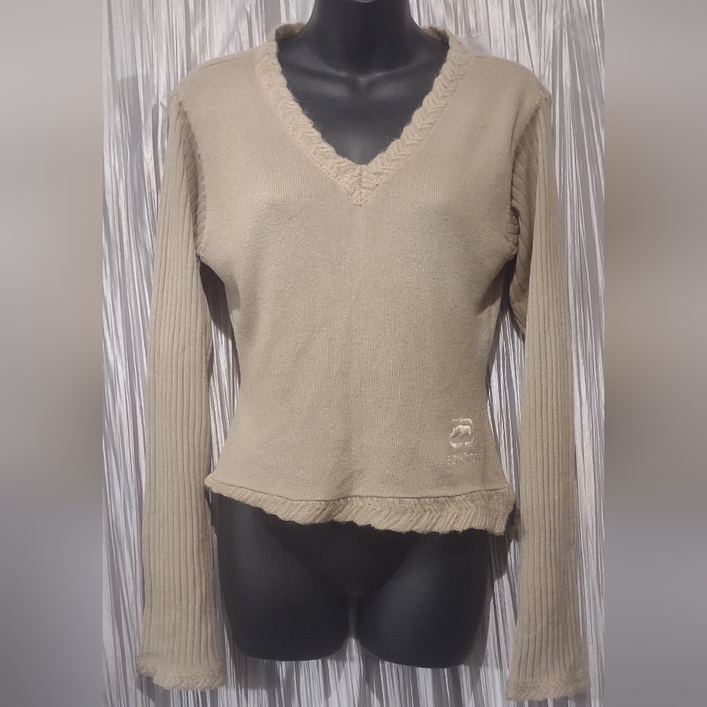 Vintage Ecko Red V neck beige sweater size medium